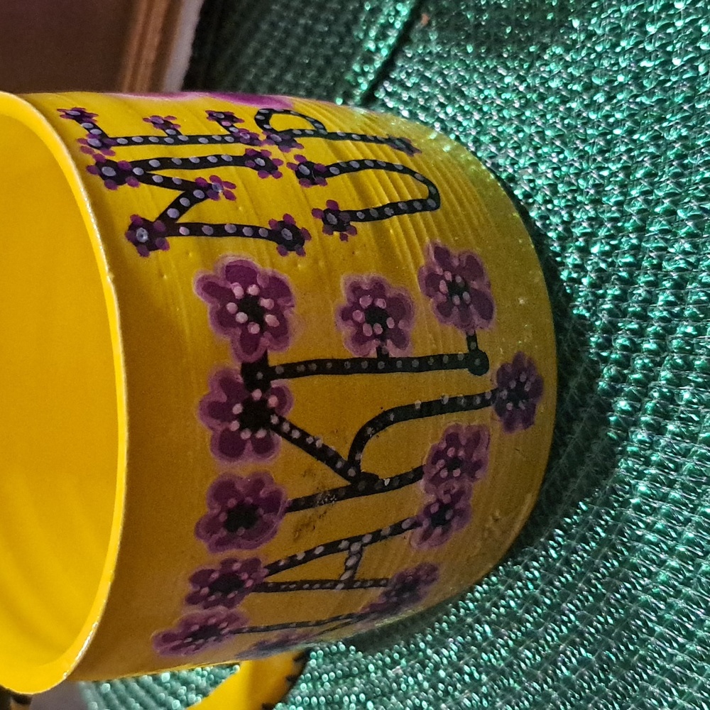 Large yellow pottery mug